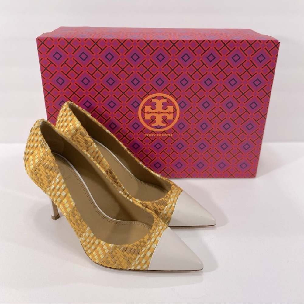 New Tory Burch Penelope
Woven Cap-toe Pump